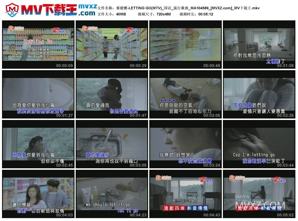 蔡健雅-LETTING GO(MTV)_国语_流行歌曲_MA104589